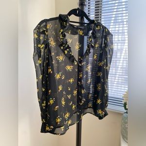 Zara sheer ruffle top